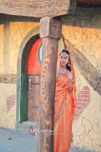 Đồ Sari Ấn Độ Cam Viền Nhũ Vàng