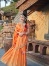 Trang Phục Sari Ấn Độ Cam Viền Nhũ Vàng