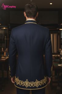 Vest Hoàng Gia Vest Màu Xanh Nave Hoạ Tiết Thêu Chỉ Vàng