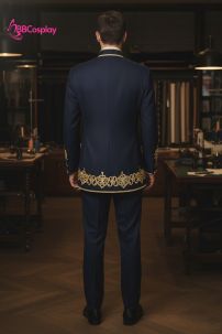 Vest Hoàng Gia Vest Màu Xanh Nave Hoạ Tiết Thêu Chỉ Vàng