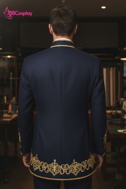 Vest Hoàng Gia Vest Màu Xanh Nave Hoạ Tiết Thêu Chỉ Vàng