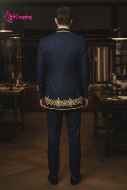 Vest Hoàng Gia Vest Màu Xanh Nave Hoạ Tiết Thêu Chỉ Vàng