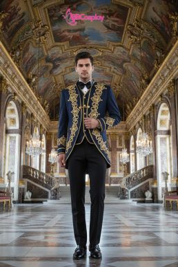 Vest Hoàng Gia Vest Màu Xanh Nave Hoạ Tiết Thêu Chỉ Vàng