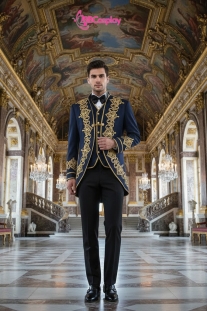 Vest Hoàng Gia Vest Màu Xanh Nave Hoạ Tiết Thêu Chỉ Vàng