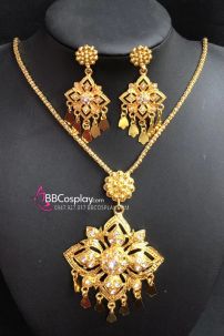 Phụ Kiện Thái Lan - Mẫu Hoa Vàng 4 Cánh Ngọc Trắng