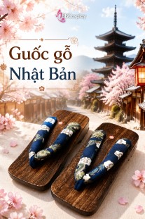 Guốc Gỗ Geta Bản Gỗ Quai Xanh Vân Mây Cho Nam