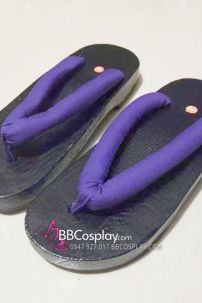 Guốc Gỗ Geta Bản Gỗ Nâu Đế Thấp Quai Quai Tím Các Mẫu