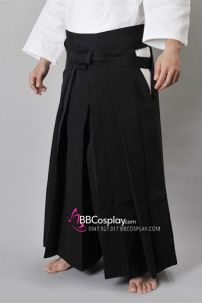 Chỉ Hakama Đen Trơn Chuẩn Nhật