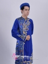 Áo Dài Nam Xanh Dương Hoạ Tiết Vẽ Tay Vân Mây