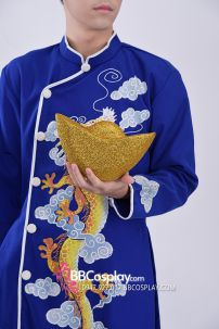 Áo Dài Nam Xanh Dương Rồng Vàng