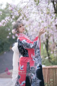 Furisode Kimono Momo No Umi - Sóng Và Hoàng Hôn