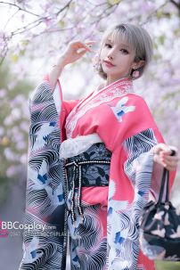 Furisode Kimono Momo No Umi - Sóng Và Hoàng Hôn