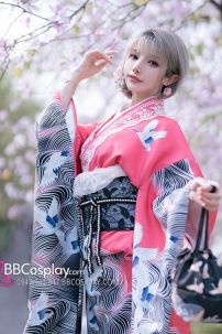 Furisode Kimono Momo No Umi - Sóng Và Hoàng Hôn