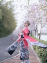 Furisode Kimono Momo No Umi - Sóng Và Hoàng Hôn