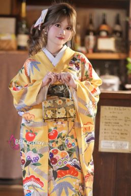 Furisode Kimono Suzuko No Aki - Vàng Chiều Thu Của Nhánh Tuyết Tùng