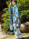 Furisode Kimono Zashu Tazo - Xanh Sóng Biển Và Đàn Hạc