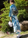 Furisode Kimono Zashu Tazo - Xanh Sóng Biển Và Đàn Hạc