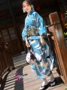Furisode Kimono Zashu Tazo - Xanh Sóng Biển Và Đàn Hạc