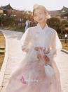 Hanbok Hàn Quốc Hiện Đại Áo Trắng Váy Hoa