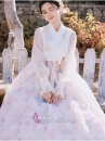 Hanbok Hàn Quốc Hiện Đại Áo Trắng Váy Hoa