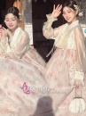 Hanbok Hàn Quốc Hiện Đại Áo Trắng Váy Hoa