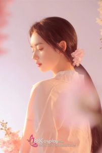 Hanbok Hàn Quốc Hiện Đại Áo Hồng Váy Trắng Pastel