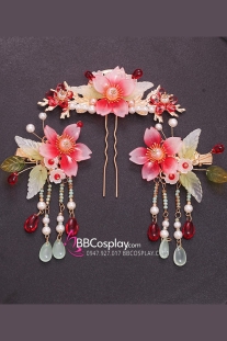 Bộ 3 Món Trâm Cài Cổ Trang Đơn Giản - Tone Màu Đỏ