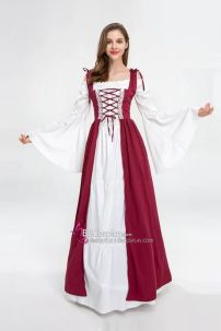 Đầm Phục Hưng Trung Cổ Phong Cách Viễn Tưởng - Màu Đỏ Đô