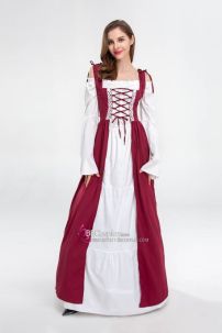 Đầm Phục Hưng Trung Cổ Phong Cách Viễn Tưởng - Màu Đỏ Đô