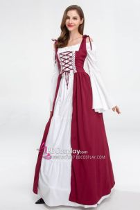 Đầm Phục Hưng Trung Cổ Phong Cách Viễn Tưởng - Màu Đỏ Đô