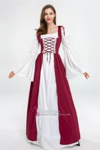 Đầm Phục Hưng Trung Cổ Phong Cách Viễn Tưởng - Màu Đỏ Đô