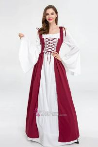 Đầm Phục Hưng Trung Cổ Phong Cách Viễn Tưởng - Màu Đỏ Đô