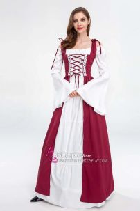 Đầm Phục Hưng Trung Cổ Phong Cách Viễn Tưởng - Màu Đỏ Đô