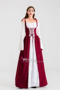 Đầm Phục Hưng Trung Cổ Phong Cách Viễn Tưởng - Màu Đỏ Đô
