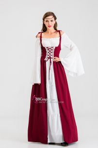 Đầm Phục Hưng Trung Cổ Phong Cách Viễn Tưởng - Màu Đỏ Đô