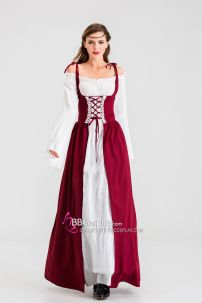 Đầm Phục Hưng Trung Cổ Phong Cách Viễn Tưởng - Màu Đỏ Đô