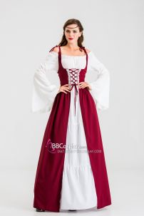 Đầm Phục Hưng Trung Cổ Phong Cách Viễn Tưởng - Màu Đỏ Đô