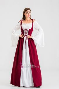 Đầm Phục Hưng Trung Cổ Phong Cách Viễn Tưởng - Màu Đỏ Đô