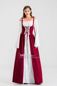 Đầm Phục Hưng Trung Cổ Phong Cách Viễn Tưởng - Màu Đỏ Đô