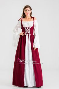 Đầm Phục Hưng Trung Cổ Phong Cách Viễn Tưởng - Màu Đỏ Đô