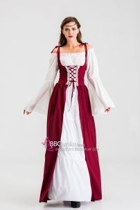 Đầm Phục Hưng Trung Cổ Phong Cách Viễn Tưởng - Màu Đỏ Đô