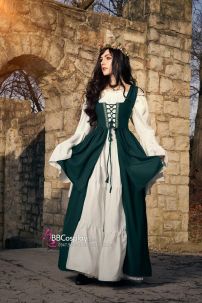 Đầm Phục Hưng Trung Cổ Phong Cách Viễn Tưởng - Màu Xanh Rêu