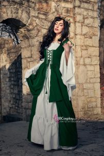 Đầm Phục Hưng Trung Cổ Phong Cách Viễn Tưởng - Màu Xanh Rêu