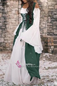 Đầm Phục Hưng Trung Cổ Phong Cách Viễn Tưởng - Màu Xanh Rêu