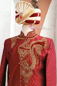 Đồ Hoàng Tử Ấn Độ Tone Đỏ Hoàng Gia Kèm Nón