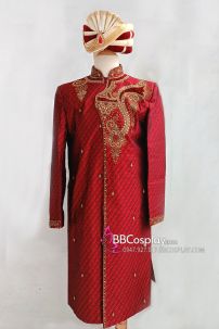 Đồ Hoàng Tử Ấn Độ Tone Đỏ Hoàng Gia Kèm Nón