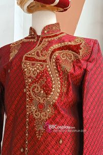 Đồ Hoàng Tử Ấn Độ Tone Đỏ Hoàng Gia Kèm Nón