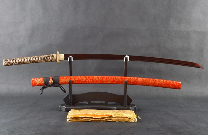 Bộ 3 Kiếm Katana Samurai Đỏ Vân Vàng