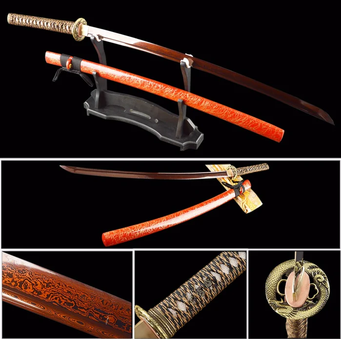 Bộ 3 Kiếm Katana Samurai Đỏ Vân Vàng