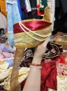 Nón Ấn Độ Vàng Đỏ Loại Gấm Nhũ Vàng Đính Đá